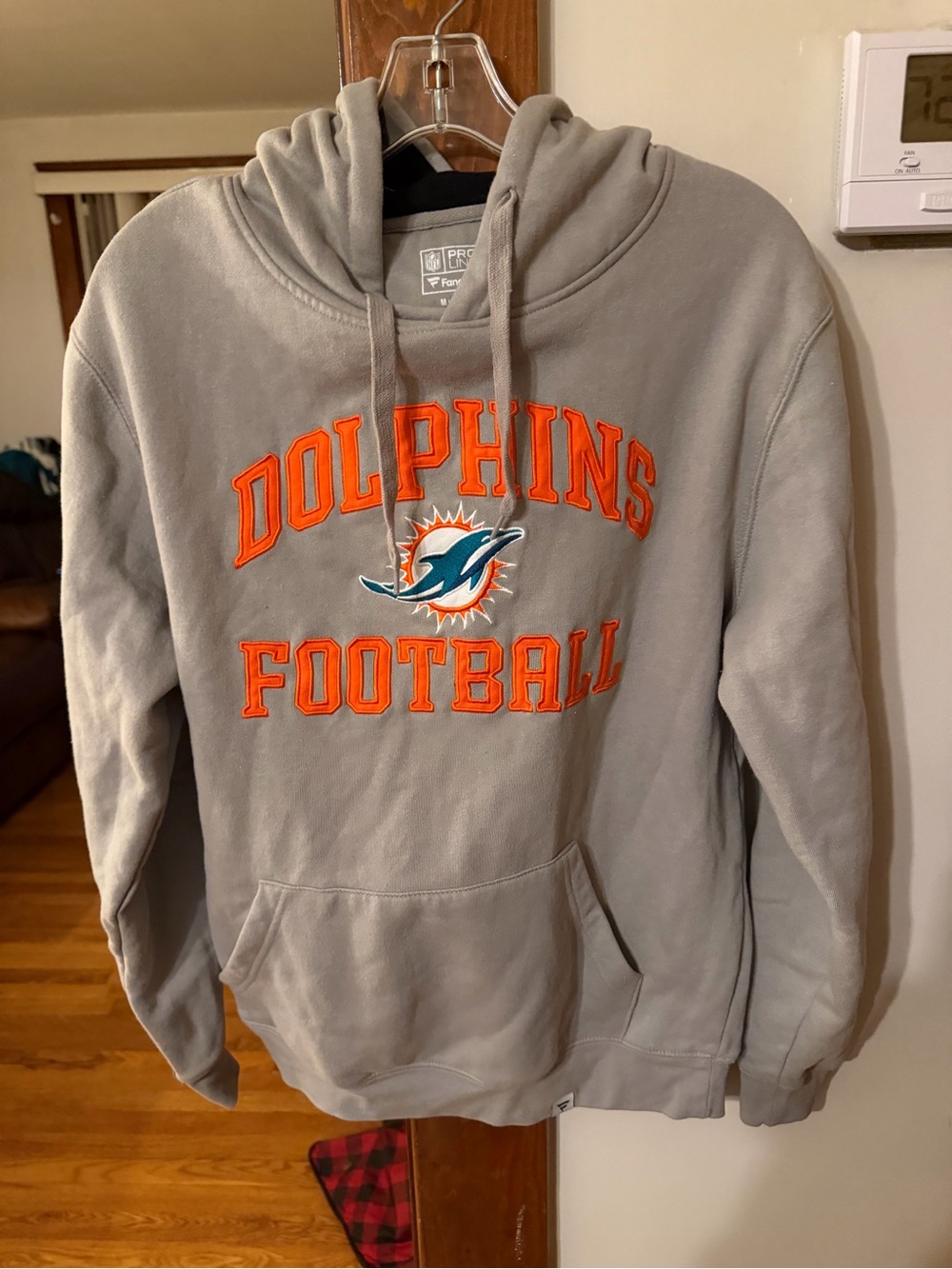 Fanatics Gray Dolphins Football Crewneck Sweatshirt with Orange and Teal Logo
